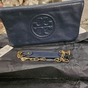 Tory Burch Blue Leather Clutch